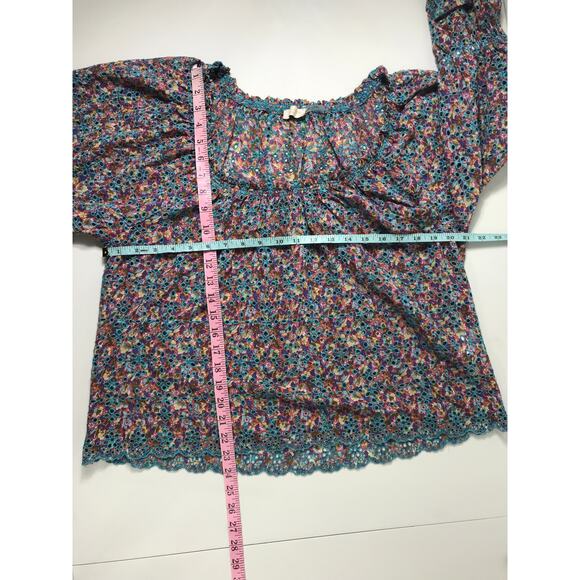 Ramy Brook Top Blouse Embroidered Eyelet Oakleigh Printed Off Shoulder - Picture 10 of 11